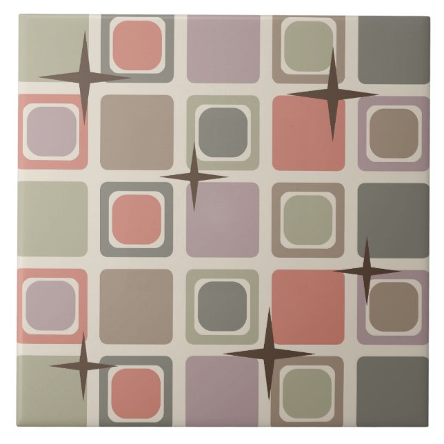 Mittelalterliche Moderne Quadrate Stars mehrfarbig Fliese (Vorderseite)
