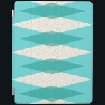Mittelalterliche moderne Raute Smart iPad Cover<br><div class="desc">Diese moderne Raute Smart iPad Cover aus dem Mittelalter besticht durch einen lebendigen, türkisfarbenen Hintergrund und ein Muster aus Mod, lichtdurchlässigen aquamarinen Diamanten, die größere, Vintage Diamanten mit goldfarbenen, weltraumzeitalterlichen Fesseln überlagern. Diese minimalistisch inspiriert, dekonstruierte Raute ist eine vereinfachende Rückgabe der größeren als der Lebensatomärzeit, die die Dekorationslandschaft der 1950er...</div>
