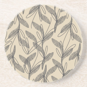 Mittelalterliche Moderne Retro Botanisches Grau Be Getränkeuntersetzer