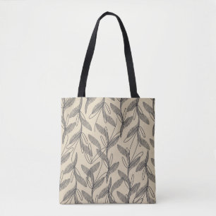 Mittelalterliche Moderne Retro Botanisches Grau Be Tasche