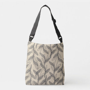 Mittelalterliche Moderne Retro Botanisches Grau Be Tragetaschen Mit Langen Trägern