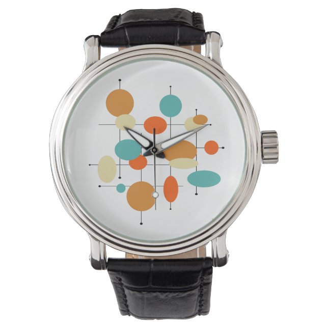 Mittelalterliche moderne Retro-Orangen-Turquoise-K Armbanduhr (Vorderseite)
