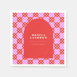 Mittelalterliche moderne Retro, rot/rosa Arch geom Serviette