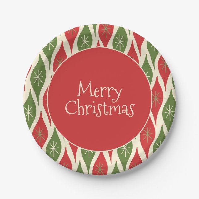 Mittelalterliche Moderne Retro Vintag frohe Weihna Pappteller (Vorderseite)