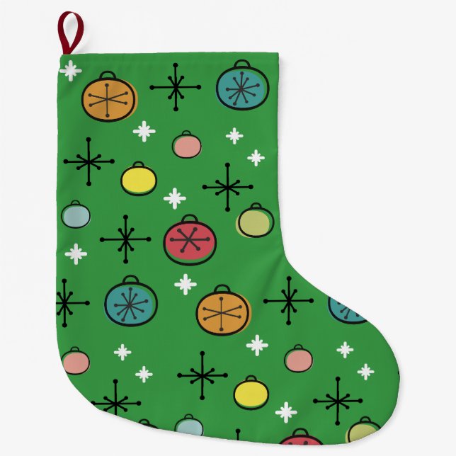 Mittelalterliche Moderne Retro Weihnachtszeit Grün Großer Weihnachtsstrumpf (Vorderseite)