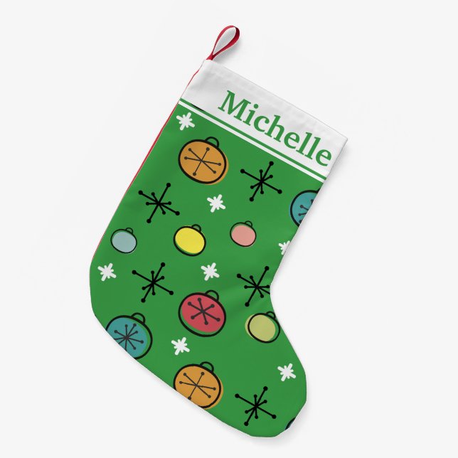 Mittelalterliche Moderne Retro Weihnachtszeit Grün Kleiner Weihnachtsstrumpf (Vorderansicht (hängend))