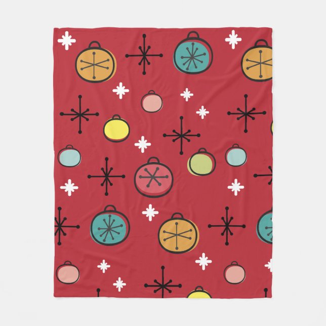 Mittelalterliche Moderne Retro Weihnachtszeit Rote Fleecedecke (Vorderseite)