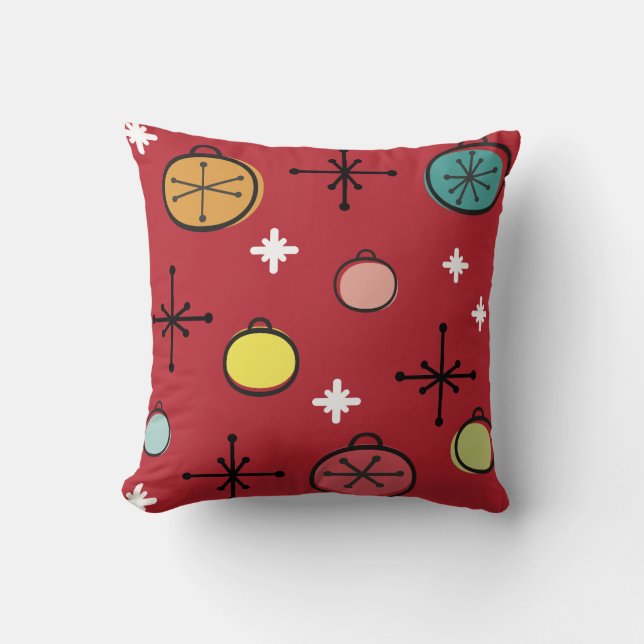 Mittelalterliche Moderne Retro Weihnachtszeit Rote Kissen (Vorderseite)