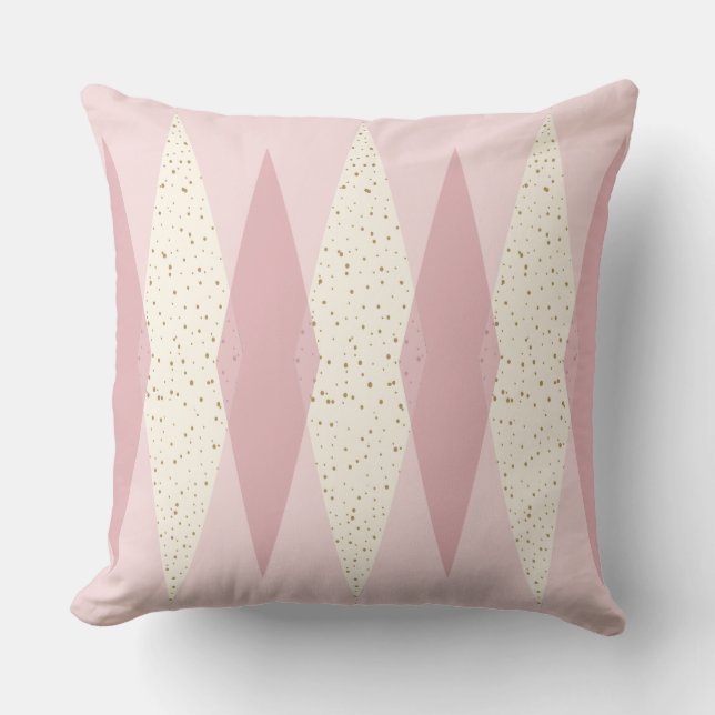 Mittelalterliche moderne rosa Raute Kissen Kissen (Vorderseite)