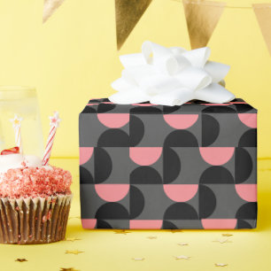 Mittelalterliche Moderne rosa schwarz und grau Geschenkpapier