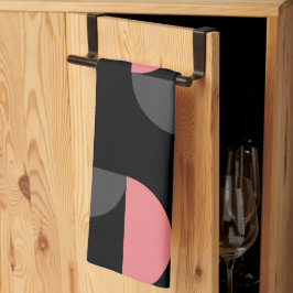 Mittelalterliche Moderne rosa schwarz und grau Geschirrtuch