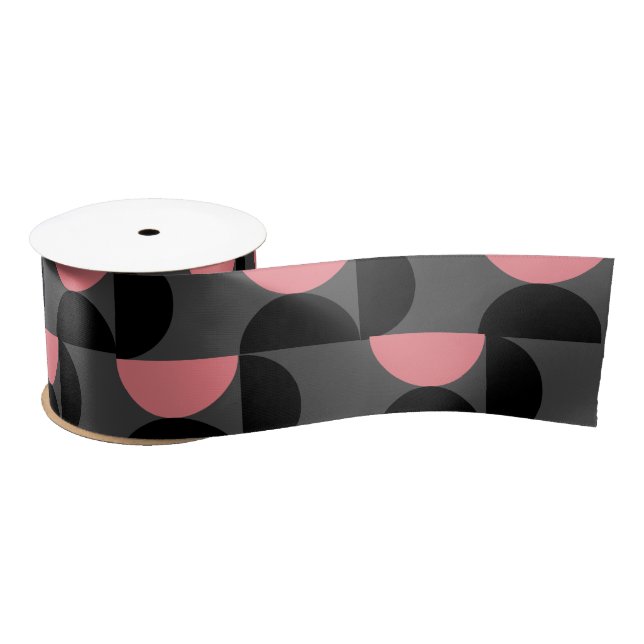 Mittelalterliche Moderne rosa schwarz und grau Satinband (Spule)