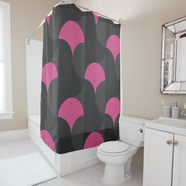 Mittelalterliche Moderne rosa und grau Duschvorhang (Beispiel)