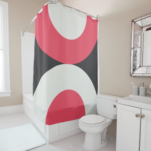 Mittelalterliche Moderne rosa Weiß und Grau T Duschvorhang (Beispiel)