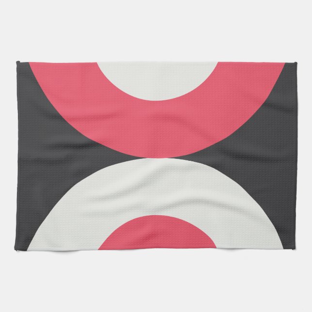 Mittelalterliche Moderne rosa Weiß und Grau T Geschirrtuch (Horizontal)