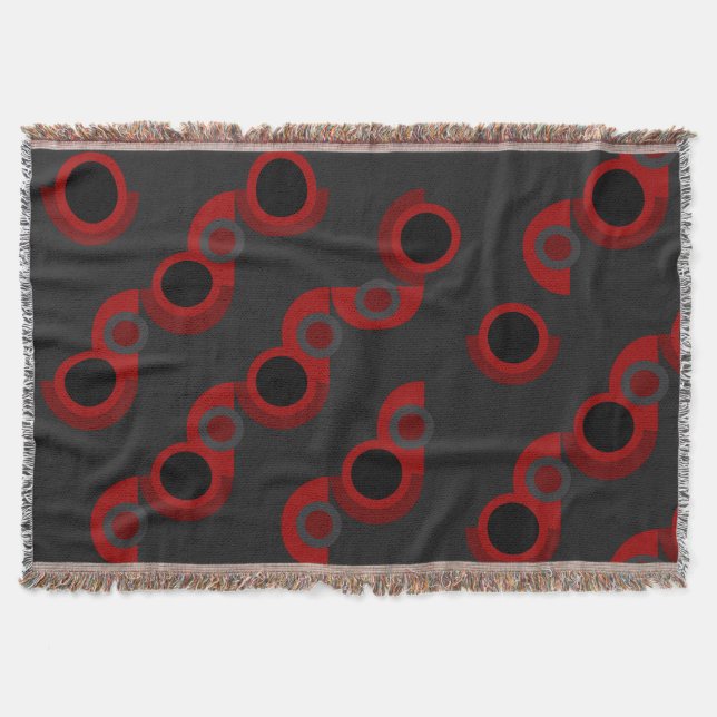 Mittelalterliche Moderne Rot, Schwarz und Grau Decke (Vorderseite)