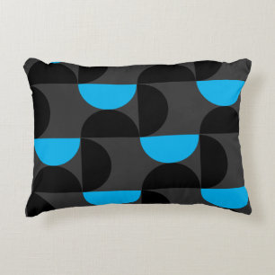 Mittelalterliche Moderne Schwarz Blau und Grau Dekokissen