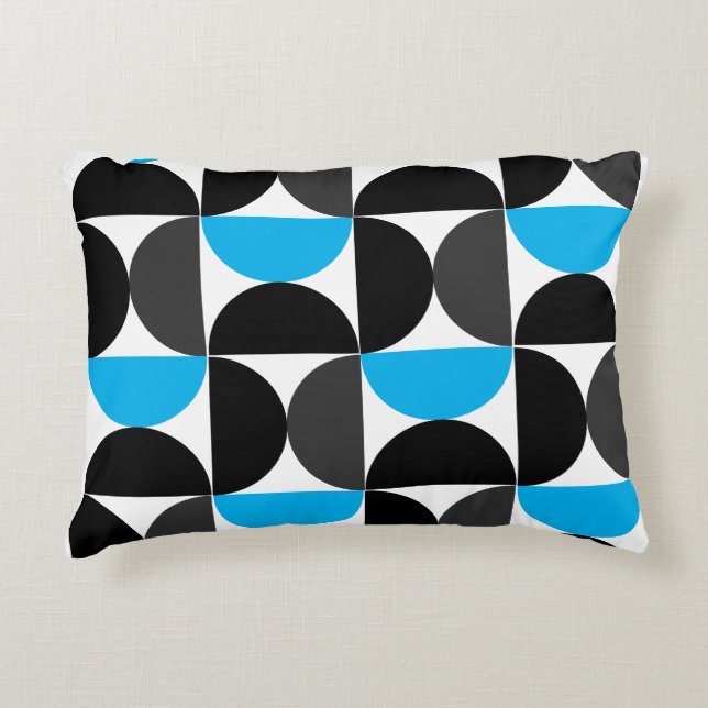 Mittelalterliche Moderne Schwarz Blau und Grau Dekokissen (Vorderseite)
