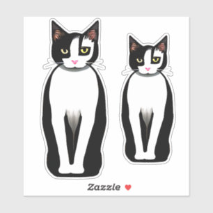 Mittelalterliche, moderne Schwarz-Weiß-Katze Aufkleber