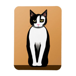 Mittelalterliche, moderne Schwarz-Weiß-Katze Magnet
