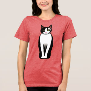 Mittelalterliche, moderne Schwarz-Weiß-Katze Tri-Blend Shirt