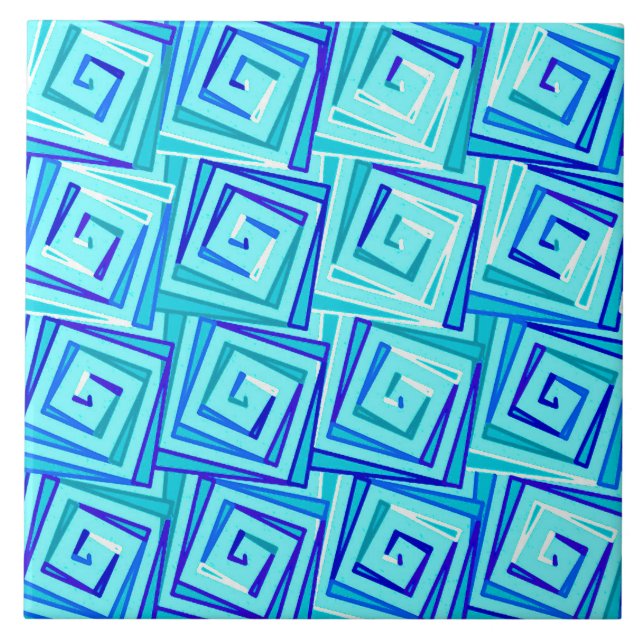 Mittelalterliche Moderne Spiralen - aqua multi Fliese (Vorderseite)