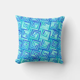 Mittelalterliche Moderne Spiralen - aqua multi Kissen