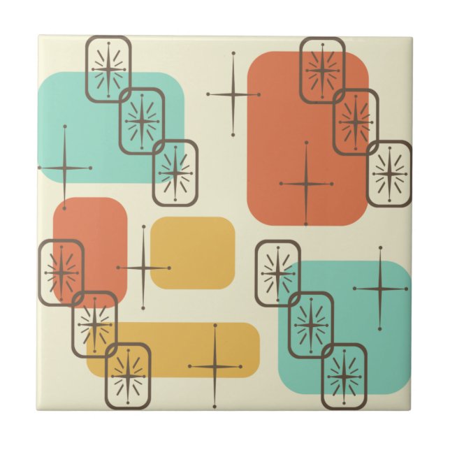 Mittelalterliche Moderne Sputnik mehrfarbig 1 Fliese (Vorderseite)