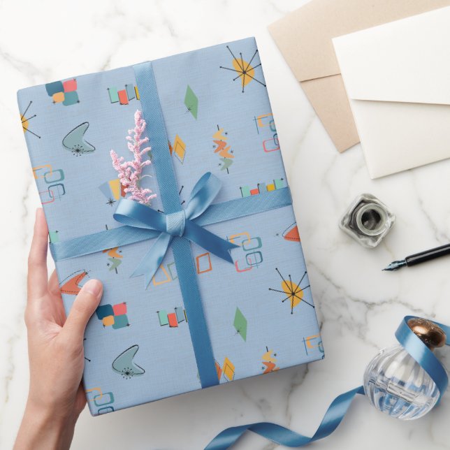 Mittelalterliche Moderne Texturiert Hellblau Geschenkpapier (Schenken)