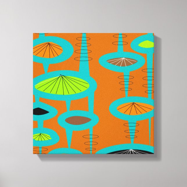 Mittelalterliche, moderne, umrissene Canvas Abstra Leinwanddruck (Vorderseite)