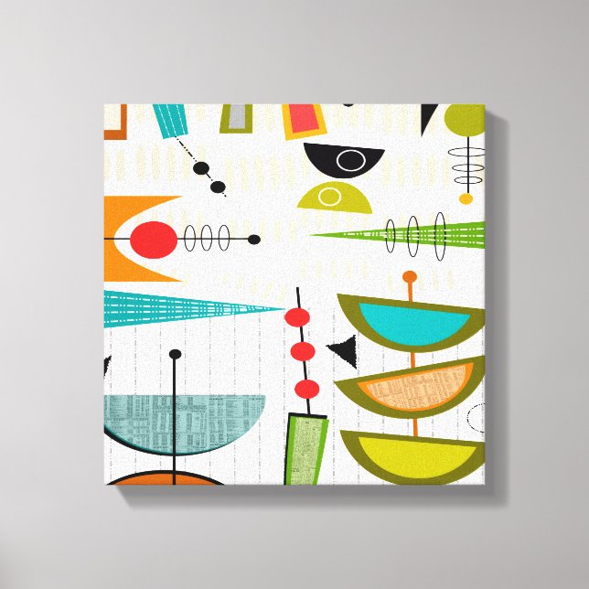 Mittelalterliche, moderne, umrissene Canvas Abstra Leinwanddruck (Vorderseite)