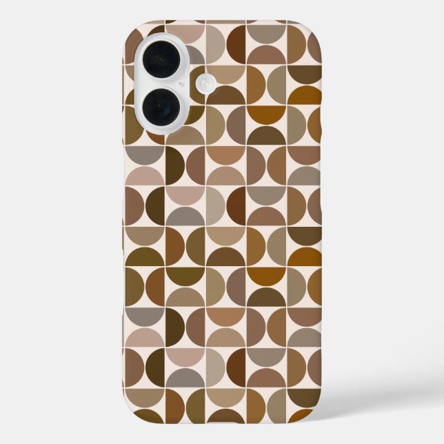 Mittelalterliche Moderne Zeitkreise Browns+Cream iPhone 16 Hülle (Rückseite)