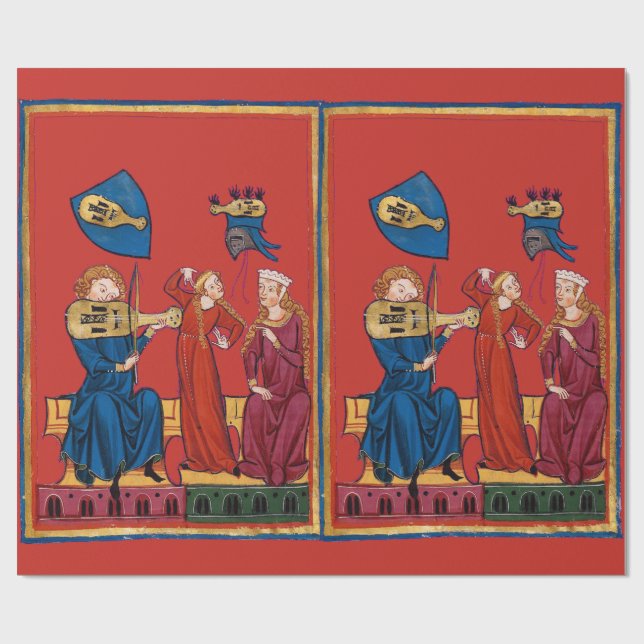 Mittelalterliche Musik und Tanz Geschenkpapier (Flach)
