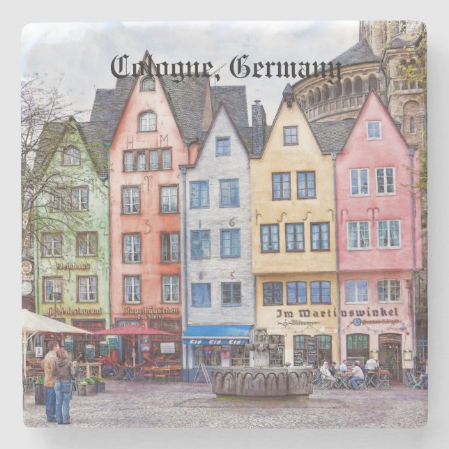 Mittelalterliche Plaza Köln Deutschland Untersetze Steinuntersetzer (Vorderseite)