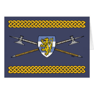 Mittelalterliche Poleaxe und Schild