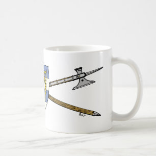 Mittelalterliche Poleaxe und Schild Kaffeetasse