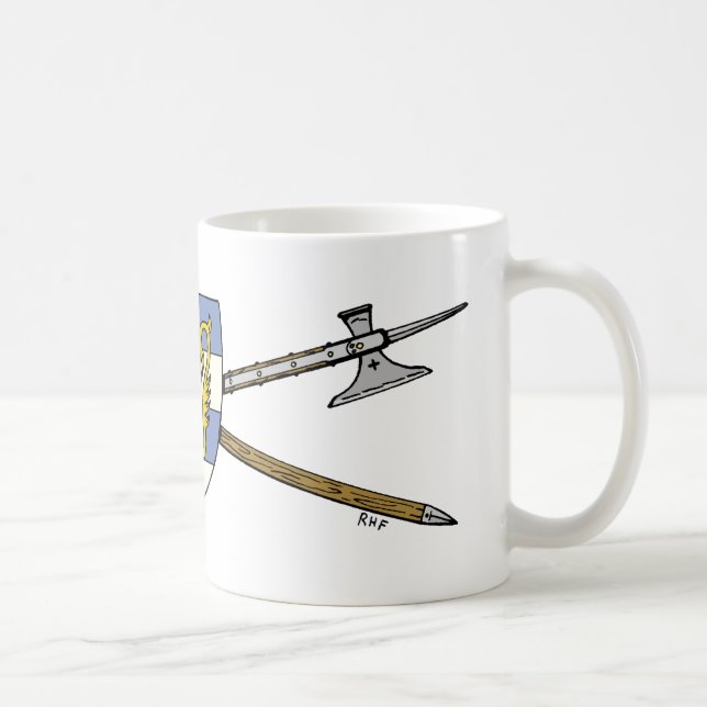 Mittelalterliche Poleaxe und Schild Kaffeetasse (Rechts)