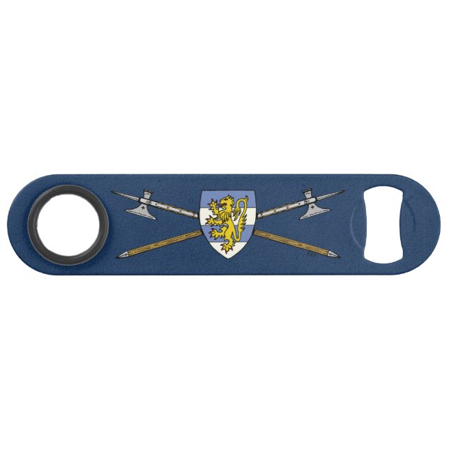 Mittelalterliche Poleaxe und Schild Speed Flaschenöffner (Vorderseite (Horizontal))