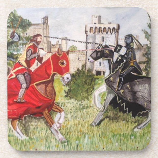 Mittelalterliche Reise vor dem Schloss Getränkeuntersetzer (Vorderseite)