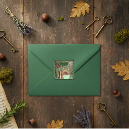 Mittelalterliche Renaissance - Blumen und Schwert Quadratischer Aufkleber