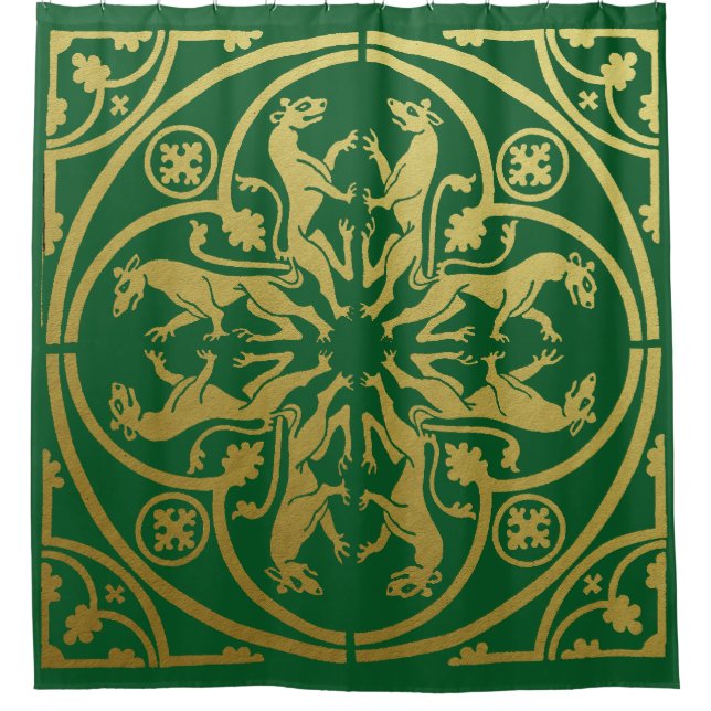 Mittelalterliche Renaissance Herald Lion Leopard M Duschvorhang (Vorderseite)
