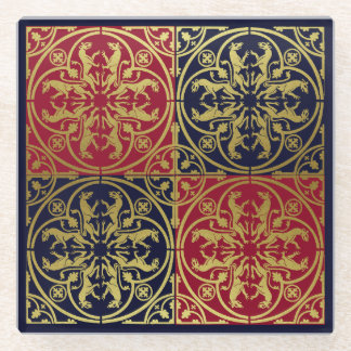 Mittelalterliche Renaissance Herald Lion Leopard M Glasuntersetzer