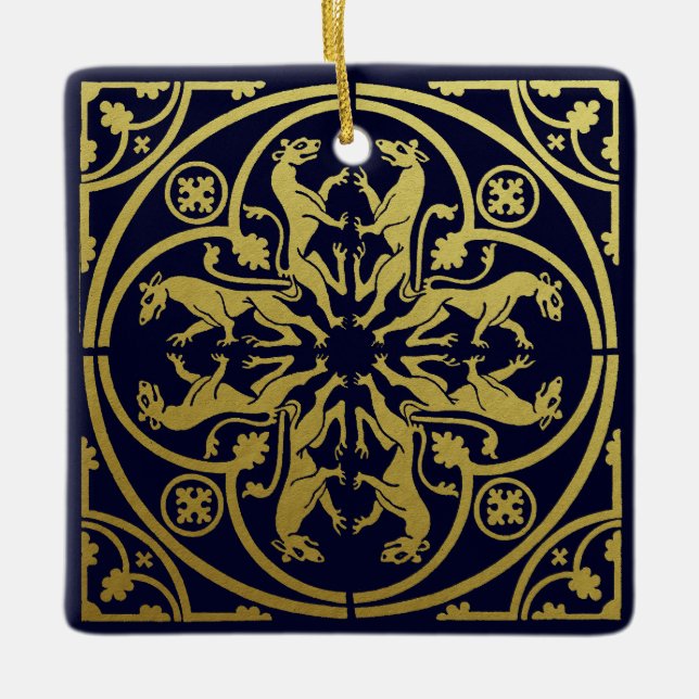 Mittelalterliche Renaissance Herald Lion Leopard M Keramikornament (Vorderseite)