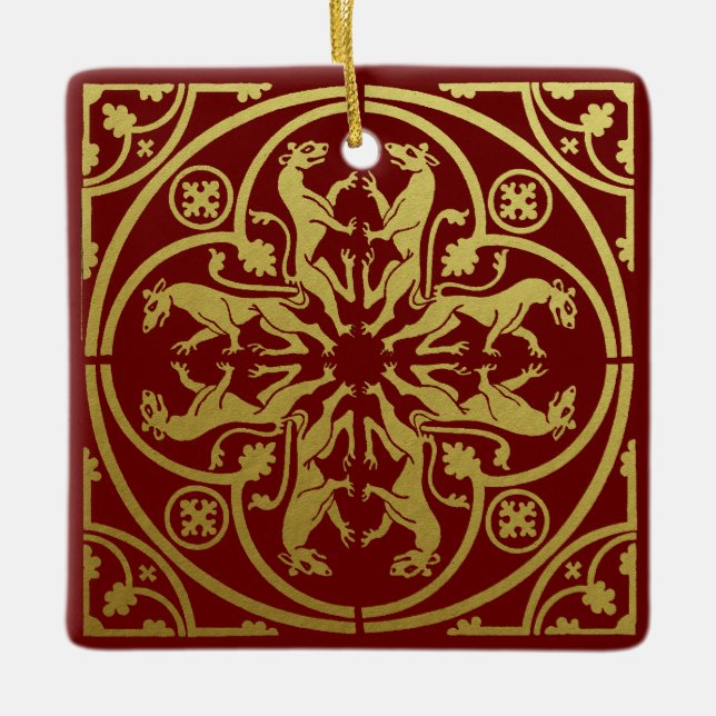 Mittelalterliche Renaissance Herald Lion Leopard M Keramikornament (Vorderseite)