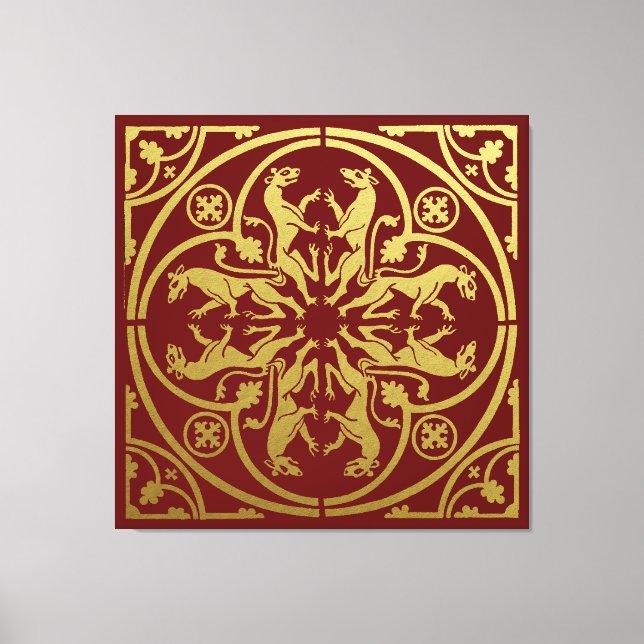 Mittelalterliche Renaissance Herald Lion Leopard M Leinwanddruck (Vorderseite)