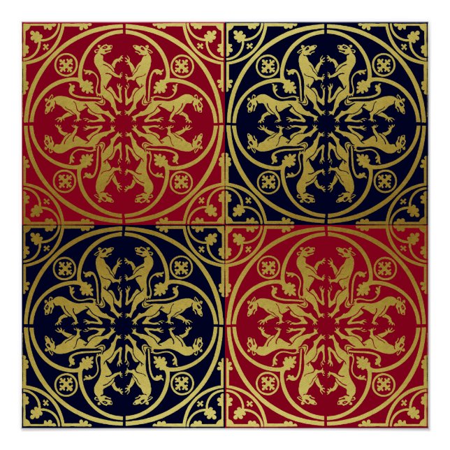 Mittelalterliche Renaissance Herald Lion Leopard M Poster (Vorderseite)