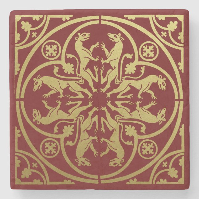 Mittelalterliche Renaissance Herald Lion Leopard M Steinuntersetzer (Vorderseite)