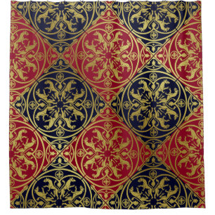 mittelalterliche Renaissance Heraldik Löwe Leopard Duschvorhang