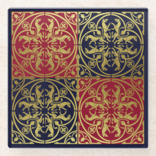 mittelalterliche Renaissance Heraldik Löwe Leopard Glasuntersetzer