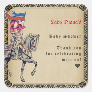 Mittelalterliche Renaissance Ritter Renfaire Babyd Quadratischer Aufkleber